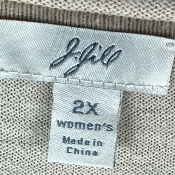 J JILL 2X 18 20 XXL Sweater Pullover V-Neck Brown Tan Casual Stretch - Picture 4 of 5